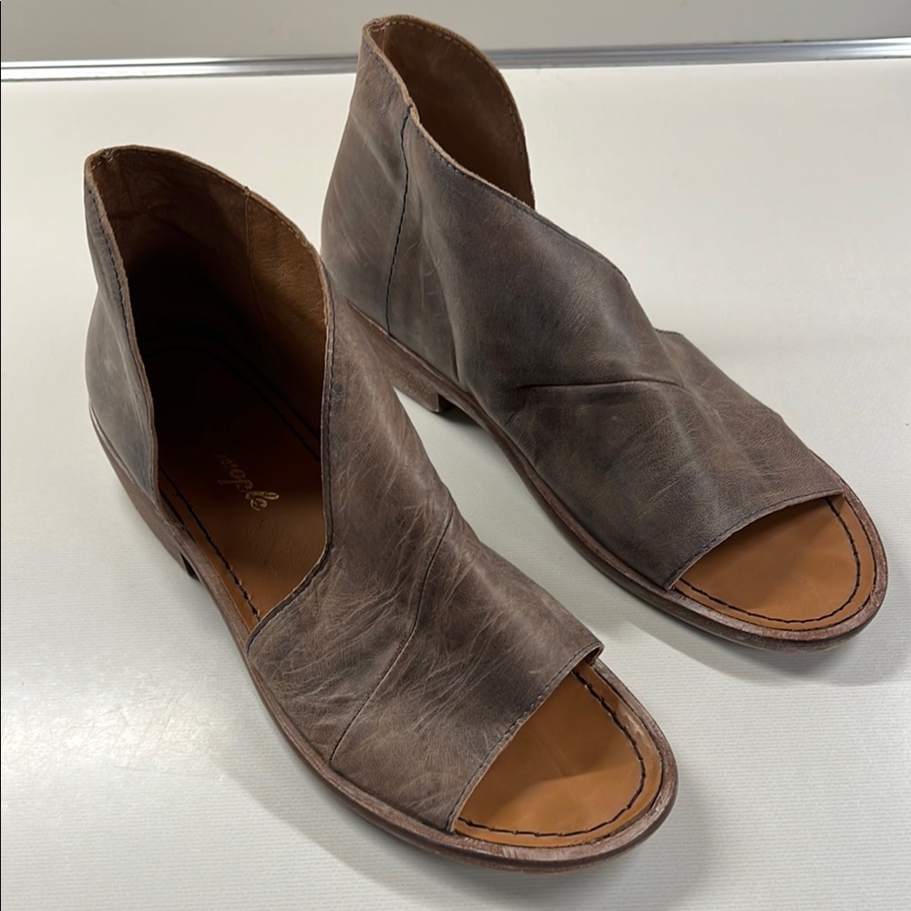 Free People EU39 Brown Leather Open-Toe Ankle Sandal/Boot